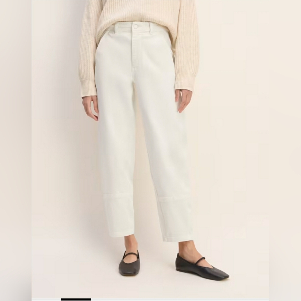 NWT EVERLANE The UTILITY BARREL PANT , organic cotton, in  Bone size 2